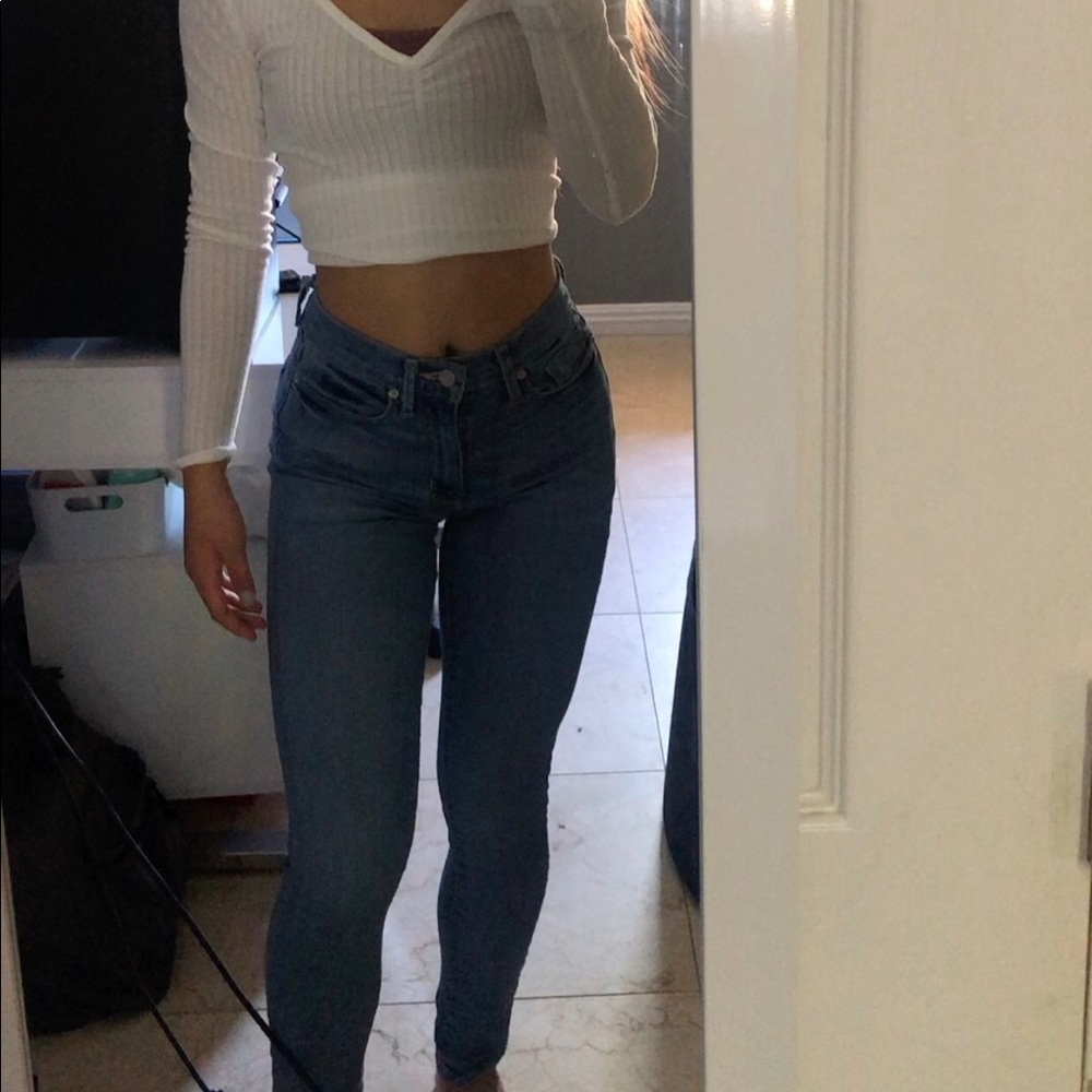 High Rise Blue Skinny Jeans